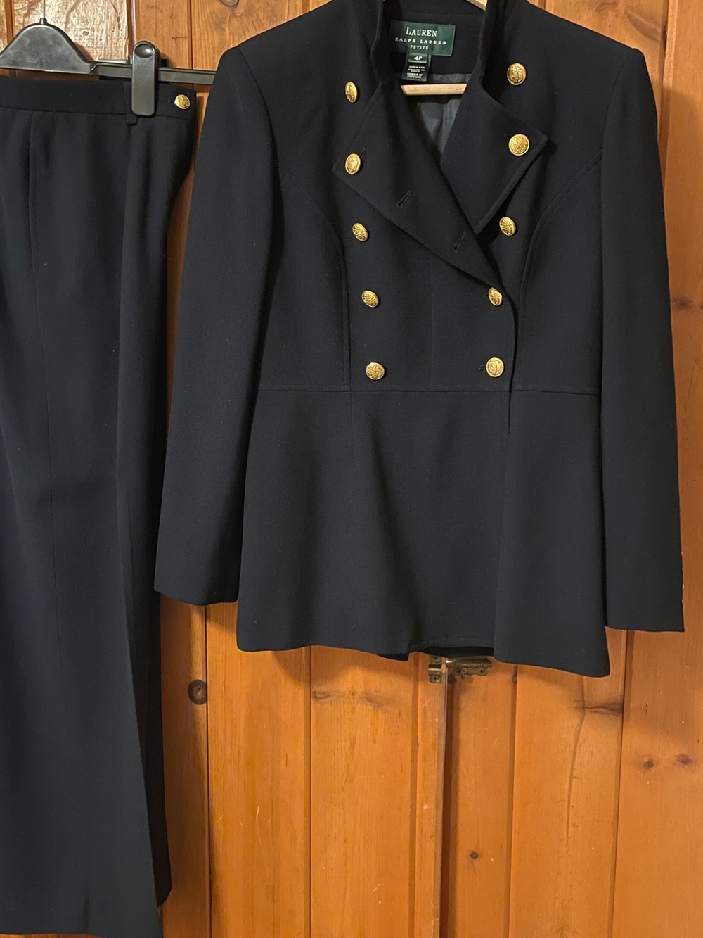 Vintage Lauren Ralph Lauren Wool Equestrian Military Pantsuit Gold Buttons 4P